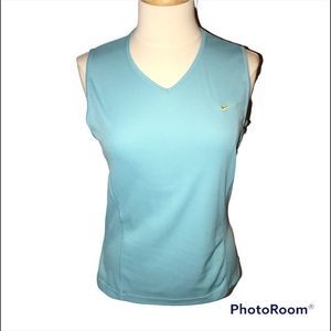 NIKE Fit blue with green swoosh tank top size Large